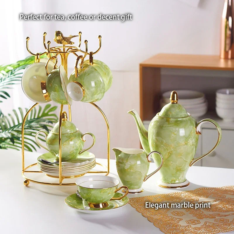 Marble Bone China Coffee Set M - Coffee Tea Sugar ulasan dan harga